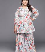 Grey printed crepe co ord set