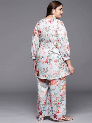 Grey printed crepe co ord set 2