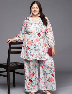 Grey printed crepe co ord set 3