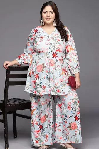 Grey printed crepe co ord set