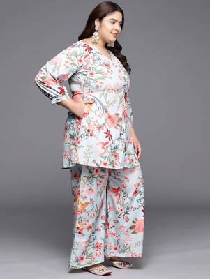 Grey printed crepe co ord set 4