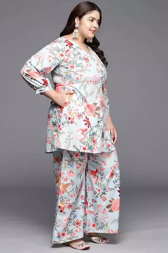 Grey printed crepe co ord set