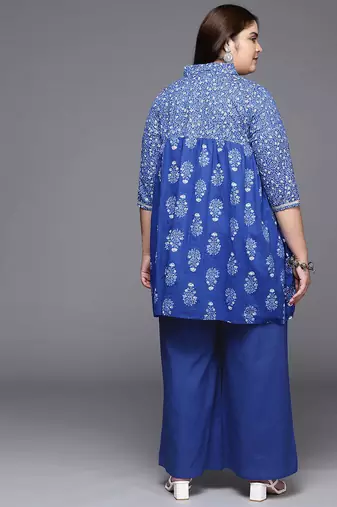 Indigo blue printed pure cotton co ord set