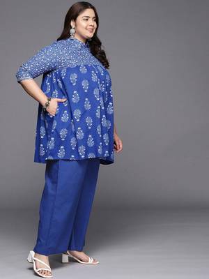 Indigo blue printed pure cotton co ord set 5
