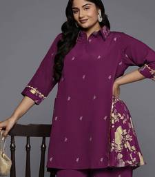 Purple printed crepe co ord set