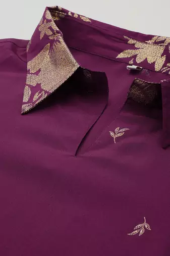 Purple printed crepe co ord set