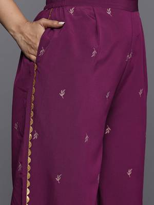 Purple printed crepe co ord set 4