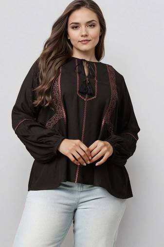 Black woven polyester top
