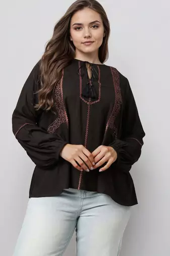 Black woven polyester top