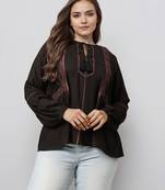 Black woven polyester top