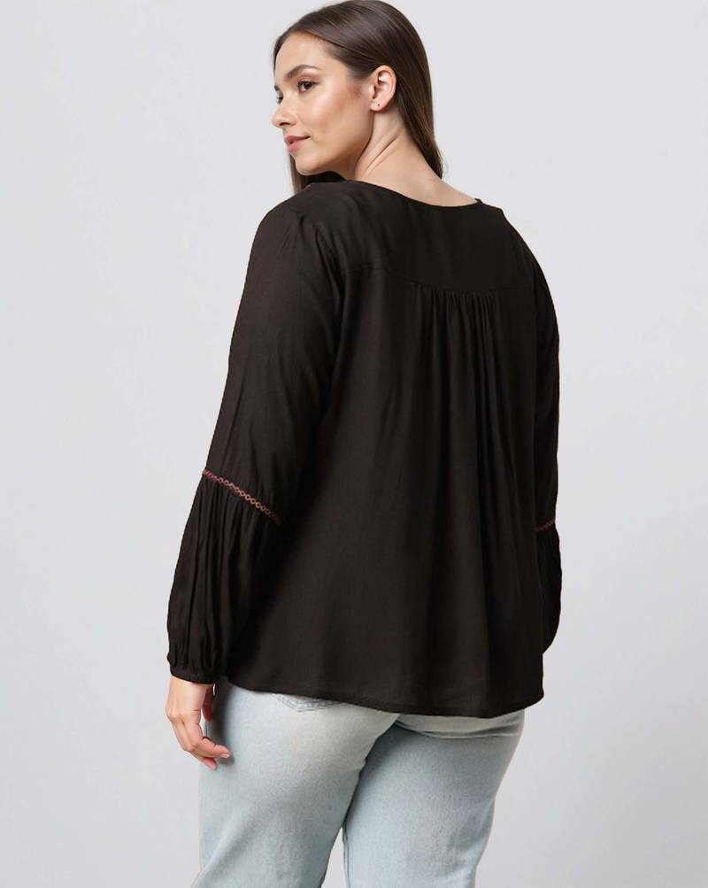 Black woven polyester top
