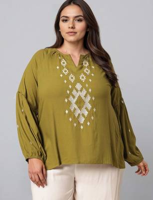 Green woven polyester top 1