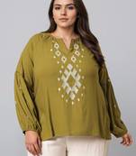Green woven polyester top
