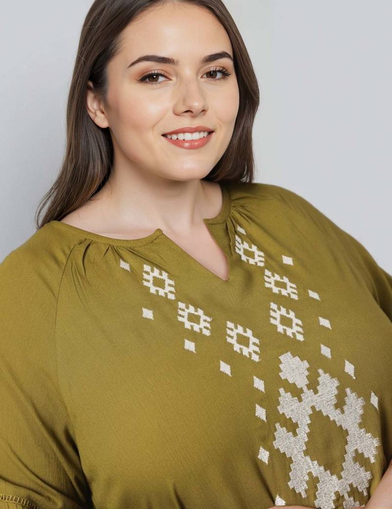 Green woven polyester top