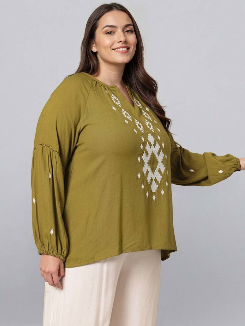 Green woven polyester top