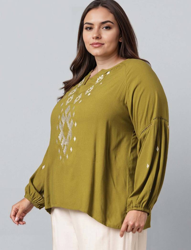 Green woven polyester top