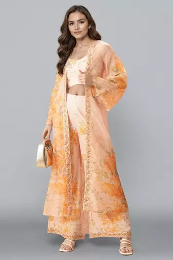 Off white printed polyester co ord set