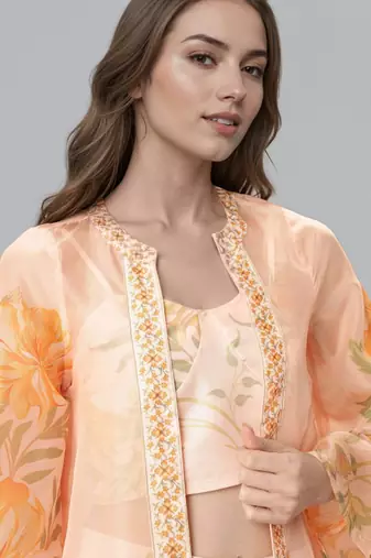 Off white printed polyester co ord set