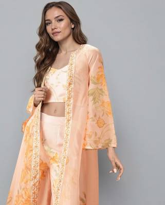 Off white printed polyester co ord set 4