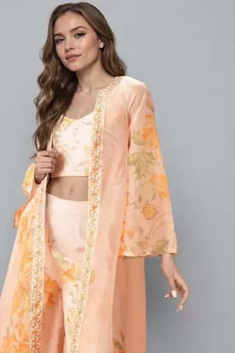 Off white printed polyester co ord set