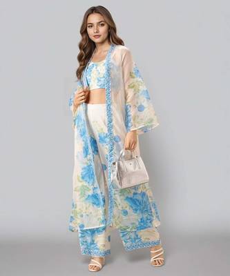 Off white printed polyester co ord set 2