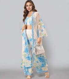Off white printed polyester co ord set