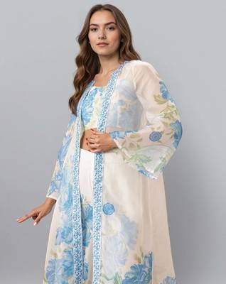 Off white printed polyester co ord set 5