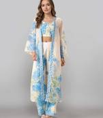 Off white printed polyester co ord set