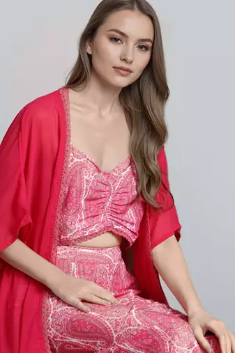Pink printed polyester co ord set
