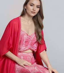 Pink printed polyester co ord set