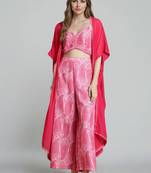 Pink printed polyester co ord set