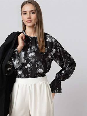 Black woven polyester top 2