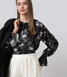 Black woven polyester top