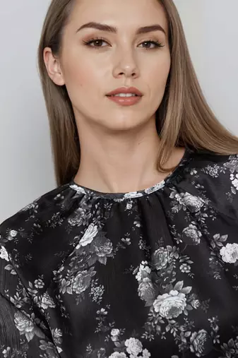 Black woven polyester top