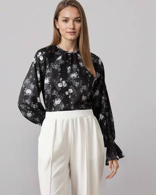 Black woven polyester top 1