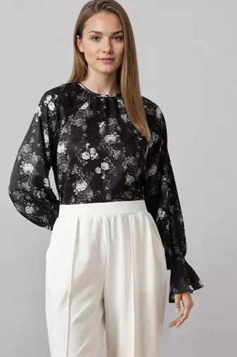 Black woven polyester top