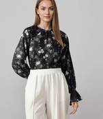 Black woven polyester top