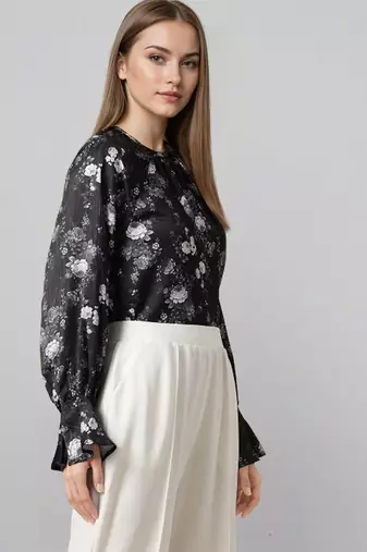 Black woven polyester top