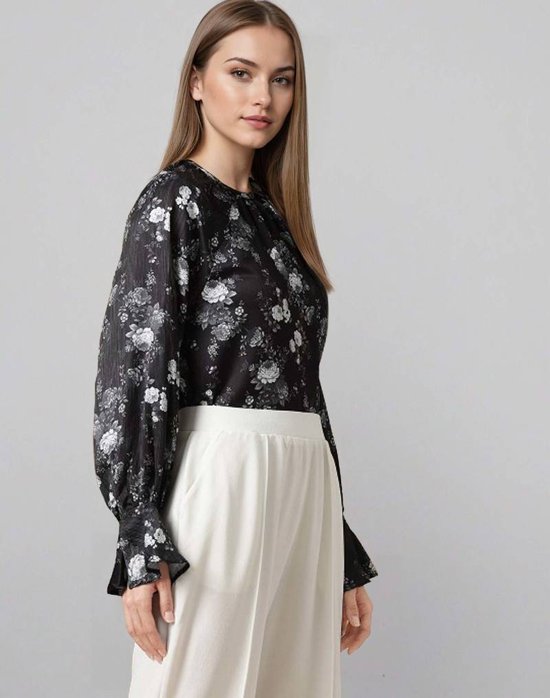 Black woven polyester top