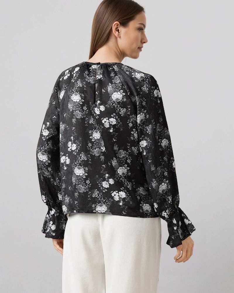 Black woven polyester top