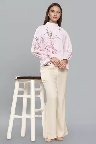 Light pink woven polyester top