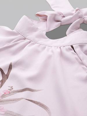 Light pink woven polyester top 3