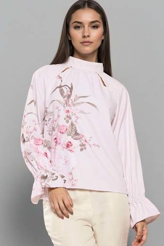 Light pink woven polyester top