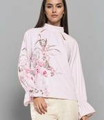 Light pink woven polyester top