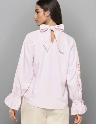 Light pink woven polyester top 5
