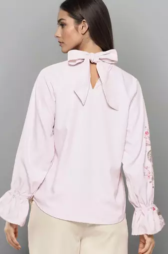 Light pink woven polyester top