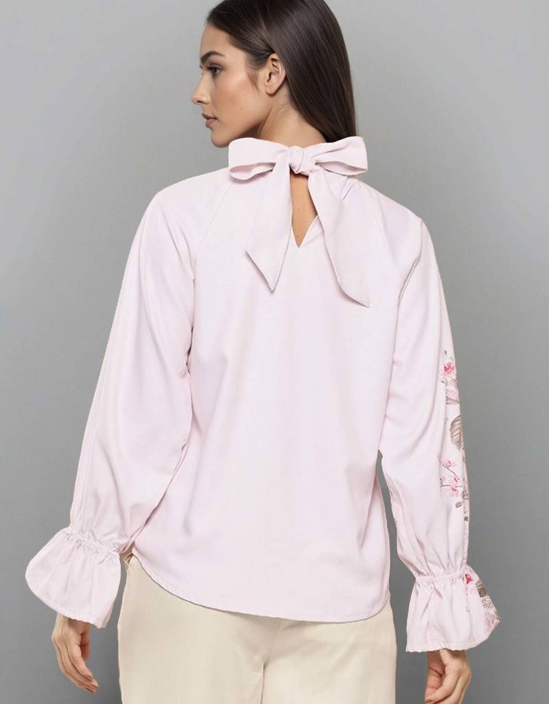 Light pink woven polyester top