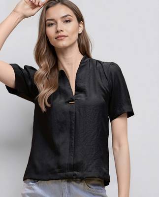 Black woven polyester top 1