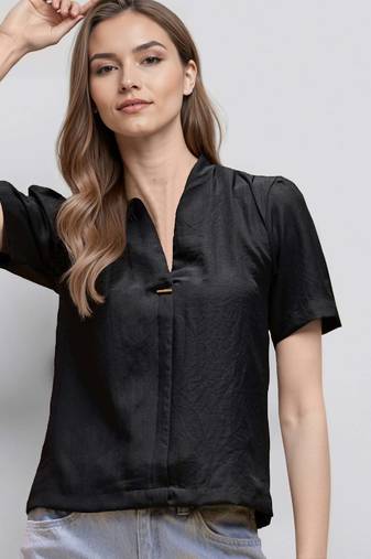 Black woven polyester top