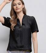Black woven polyester top